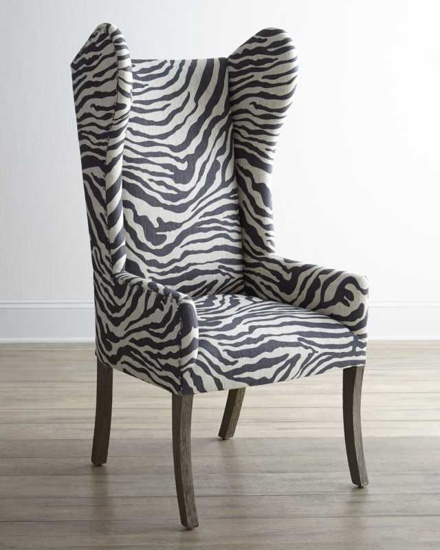 Kayla Zebra-Print Wingback Chair