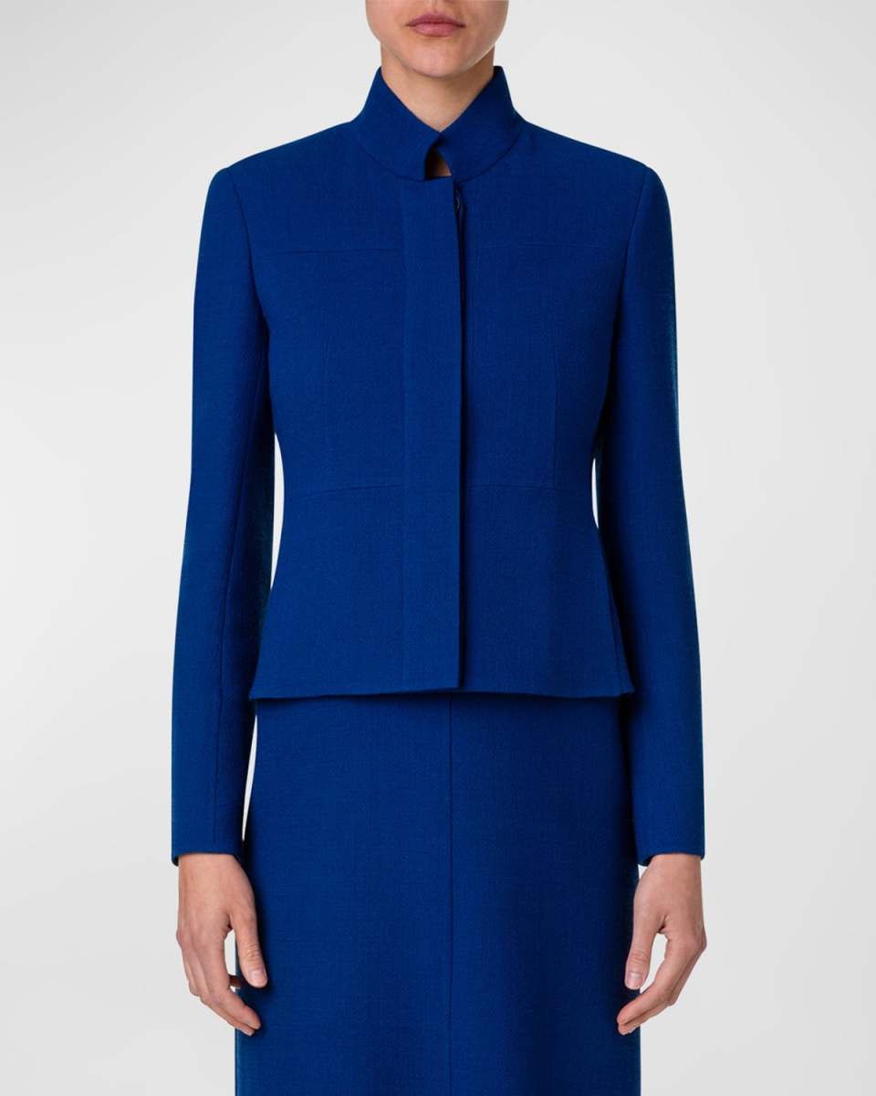 Wool Crepe Tailored Short Jacket