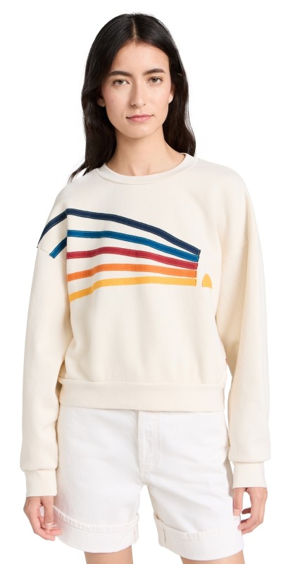 Aviator Nation Daydream Relaxed Crew Sweatshirt Vintage White