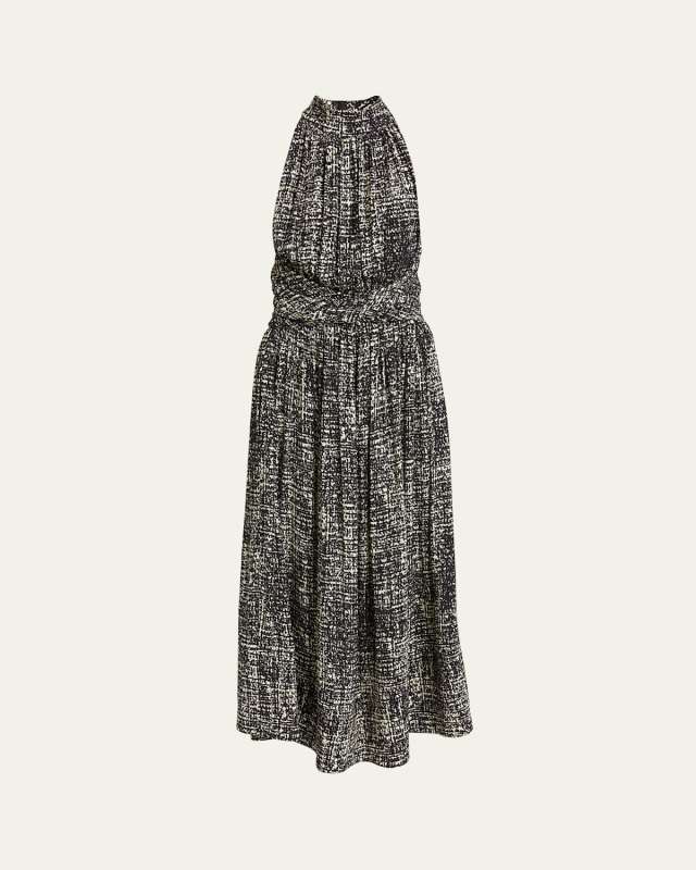 Lola Halter Printed Viscose Crepe Midi Dress