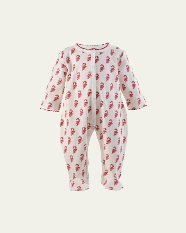 Girl's Candy Cane BabyGro Footie Pajamas, Size 1M-12