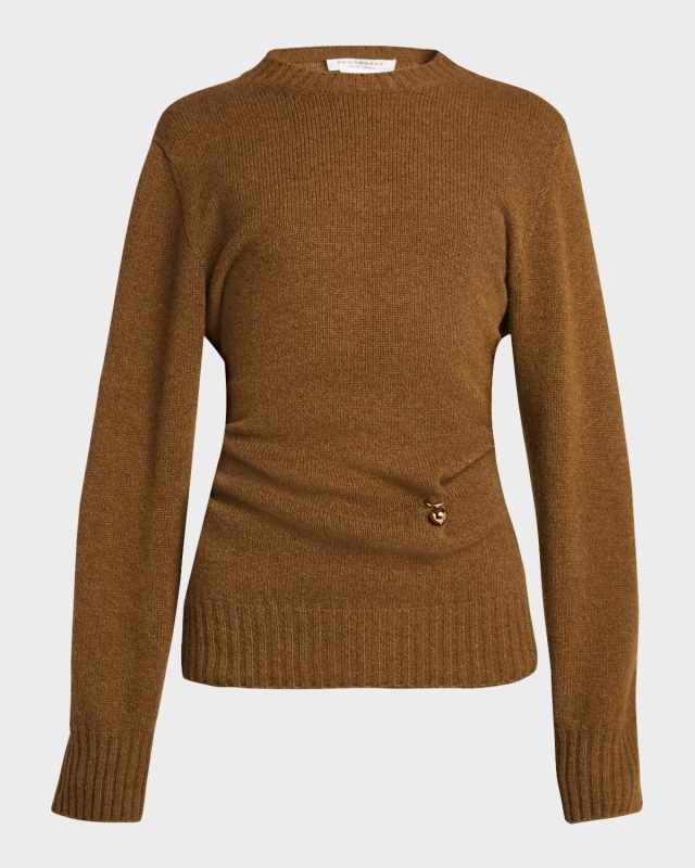 Piercing Long-Sleeve Wool-Cashmere Sweater