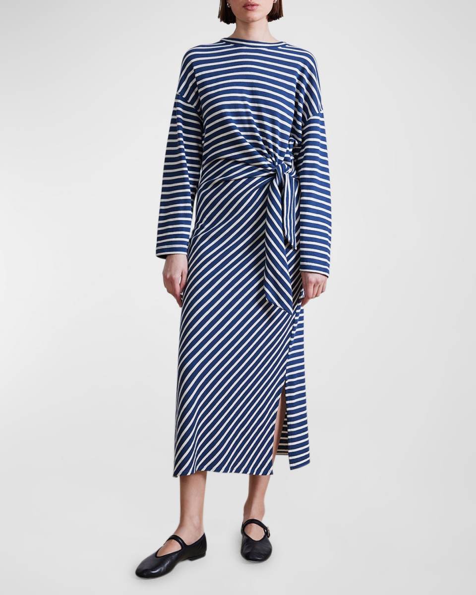 Vanina Striped Tie-Waist Midi Dress