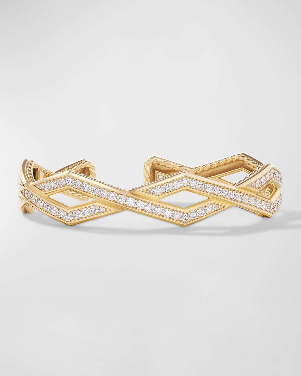 Pave Stax Cuff Bracelet with Diamonds in 18K Gold, 13