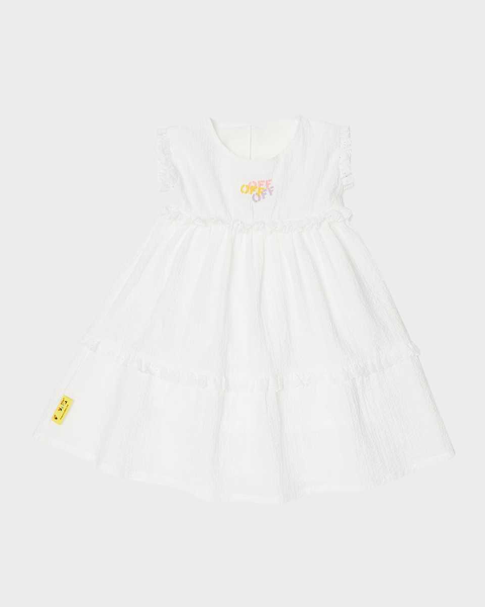 Girl's Off Stamp Ruffled Dress, Size 3M-36