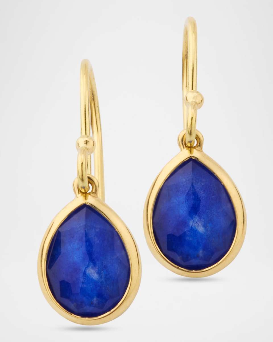 Rock Candy Teeny Teardrop Rock Crystal and Lapis Doublet Earrings