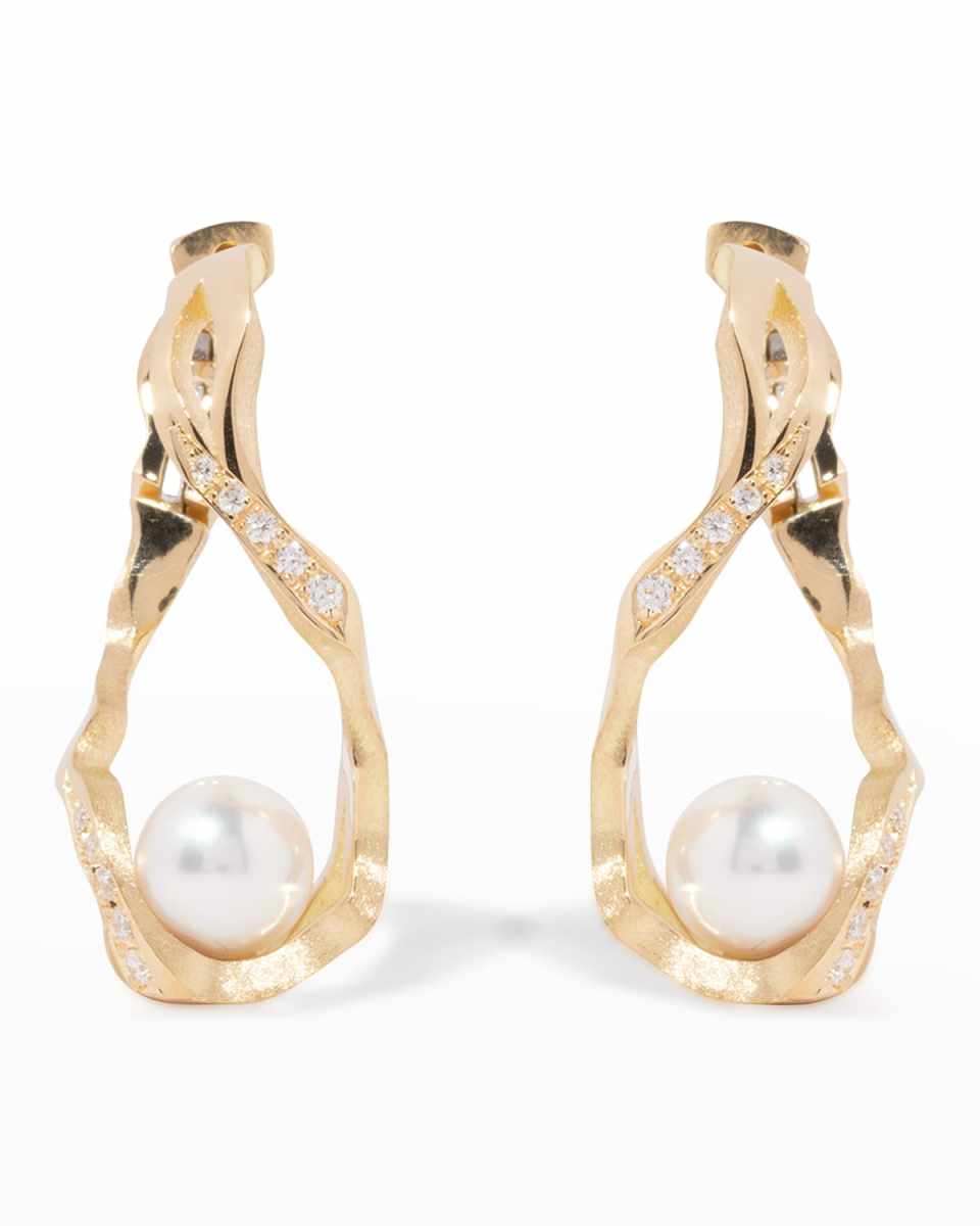 Kintsugi Infinity Pearl Hoop Earrings