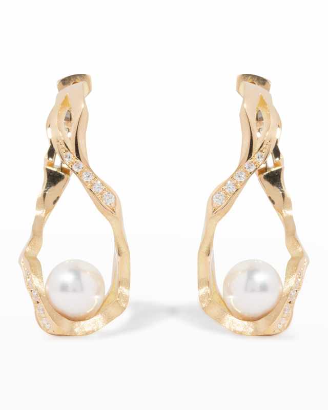 Kintsugi Infinity Pearl Hoop Earrings