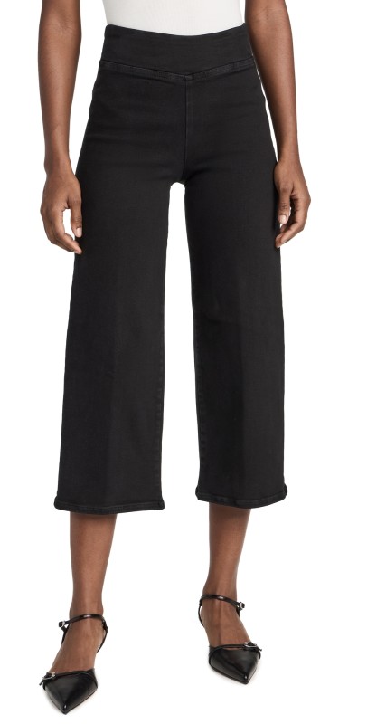 FRAME Jetset Wide Leg Crop Jeans Sheen Noir