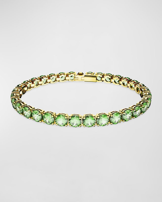 Matrix Gold-Tone Round-Cut Green Crystal Tennis Bracelet