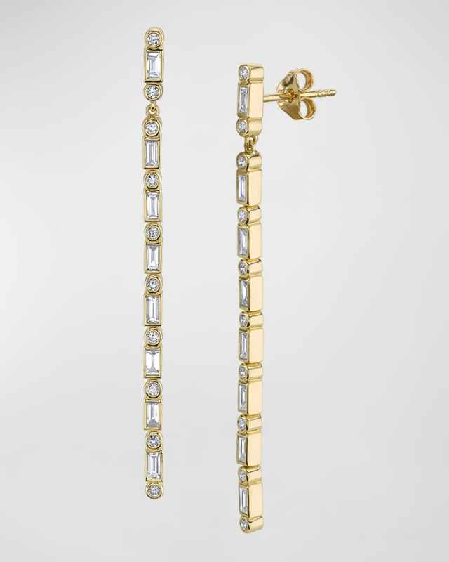 Dangling Baguette Diamond Line Earrings