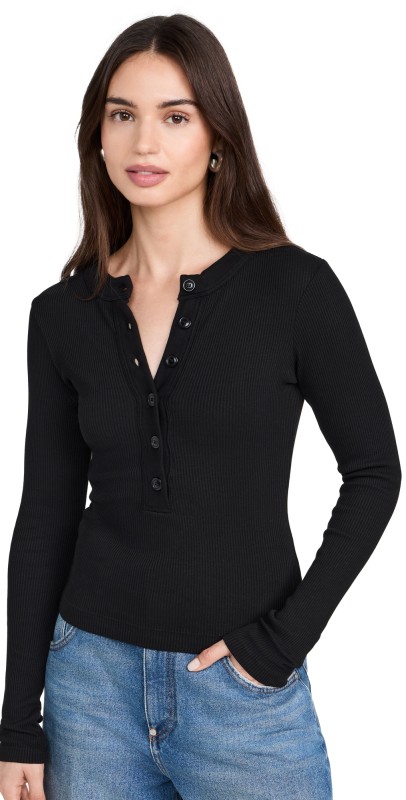 Citizens of Humanity Varra Henley Tee Black