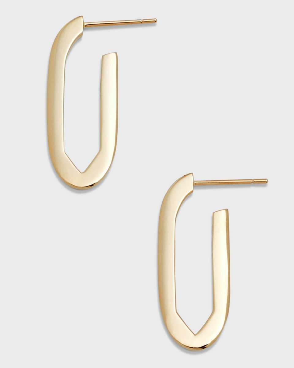 14K Gold Link Hoop Earrings