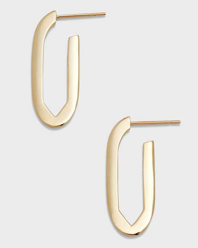 14K Gold Link Hoop Earrings
