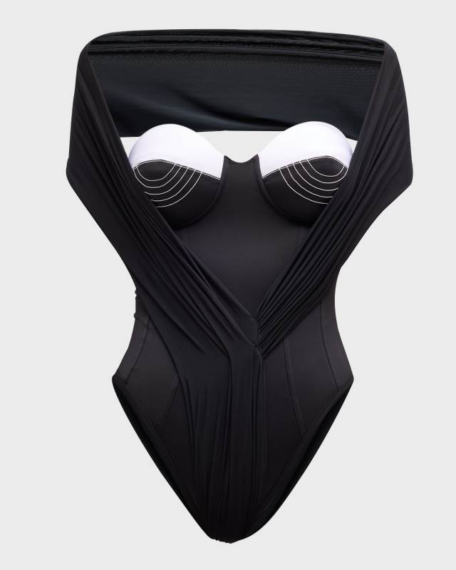Shawl Padded One-Piece Swimsuit