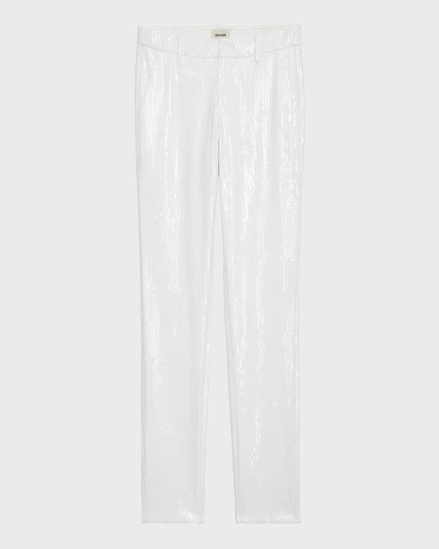 Prune Sequined Straight-Leg Pants
