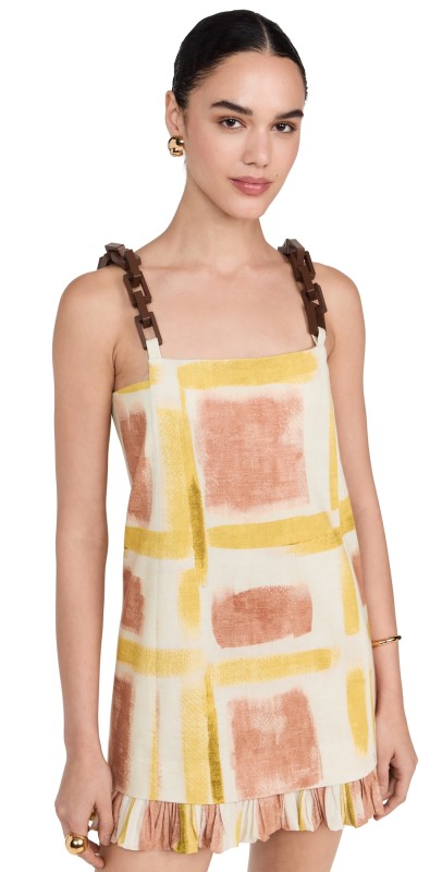 ALEXIS Beleza Short Dress Yellow Brushstroke