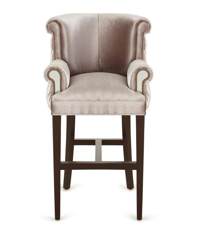 Eva Mirror Trim & Velvet Barstool, 32"