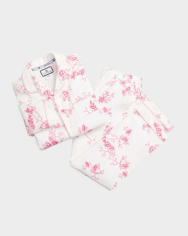 Kid's English Rose Floral Print Two-Piece Pajama Set, Size 6M-14