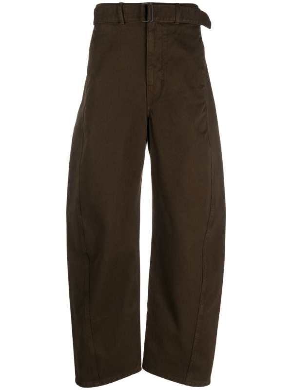 Twisted belted garment-dyed jeans