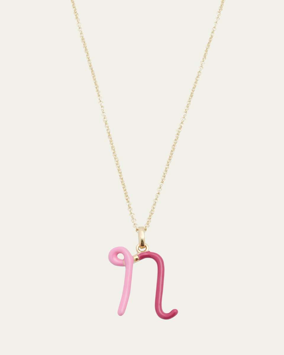 Letter N Pendant Necklace with Duo Colour Enamel