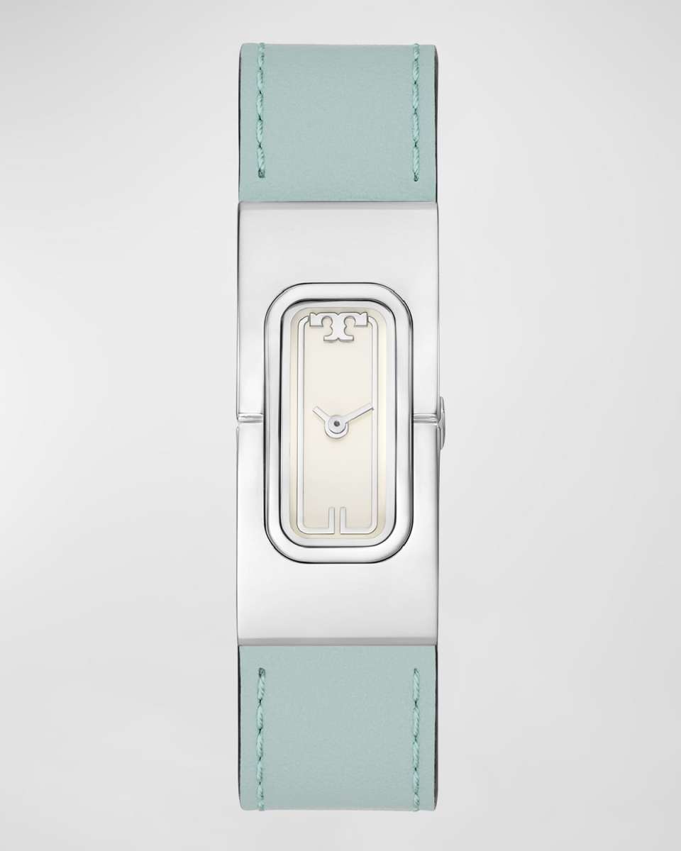 T Watch with Reversible Croc Embossed Leather and Stainless Steel