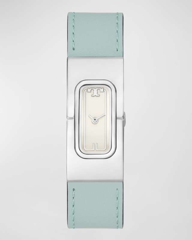 T Watch with Reversible Croc Embossed Leather and Stainless Steel