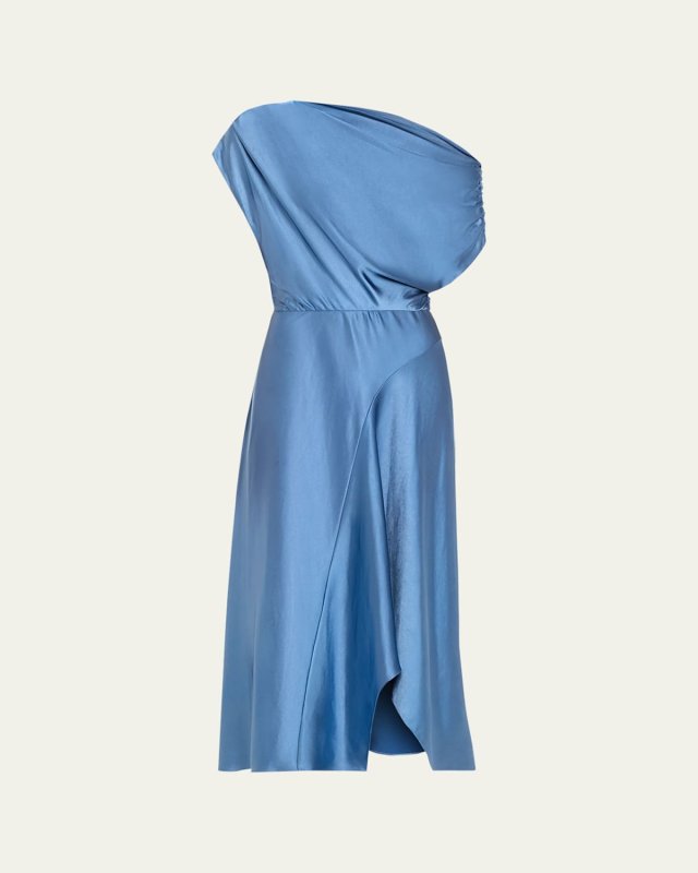 Jasmine Draped Satin Midi Dress