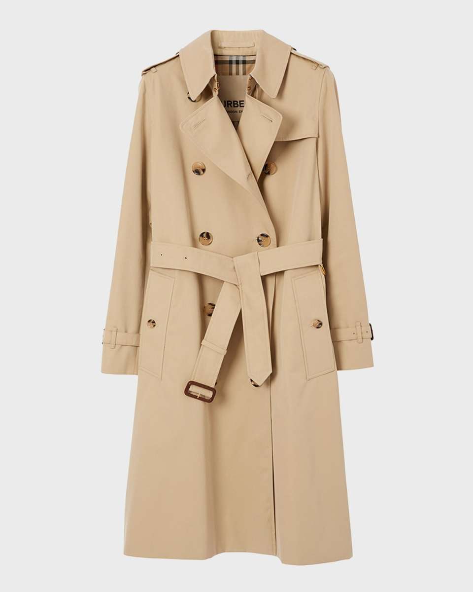 Kensington Organic Belted Double-Breasted Long Trench Coat