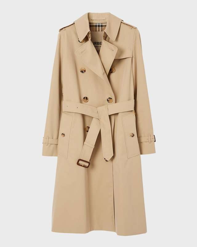 Kensington Organic Belted Double-Breasted Long Trench Coat