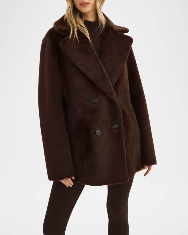 Camille Faux Fur Double-Breasted Reversible Coat