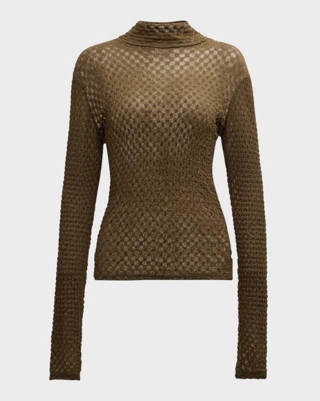 Stretch Mesh Lace Turtleneck