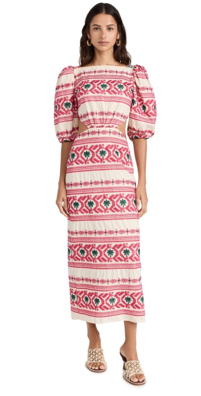 Johanna Ortiz Magia Presente Ankle Dress Tropic Ecru/Pink