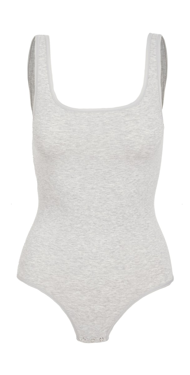 Yummie Ruby Cotton Shaping Thong Bodysuit Heather Grey