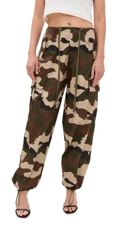 Good American Parachute pants Fatigue Green Camo01