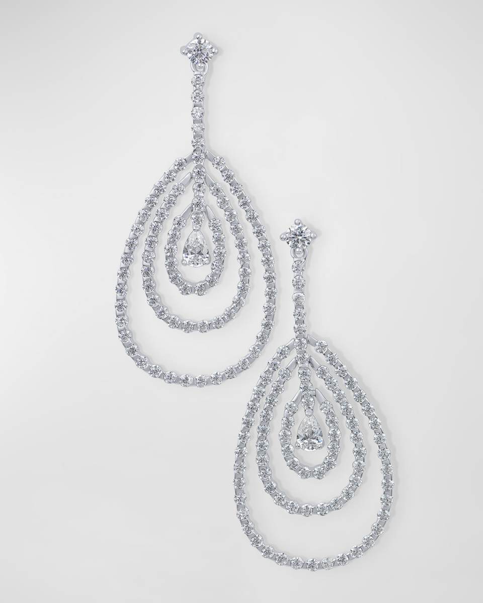Round Cubic Zirconia 3-Graduating Hoop on Drop Earrings
