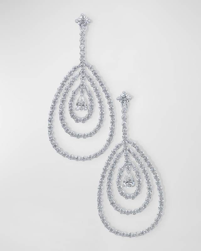 Round Cubic Zirconia 3-Graduating Hoop on Drop Earrings