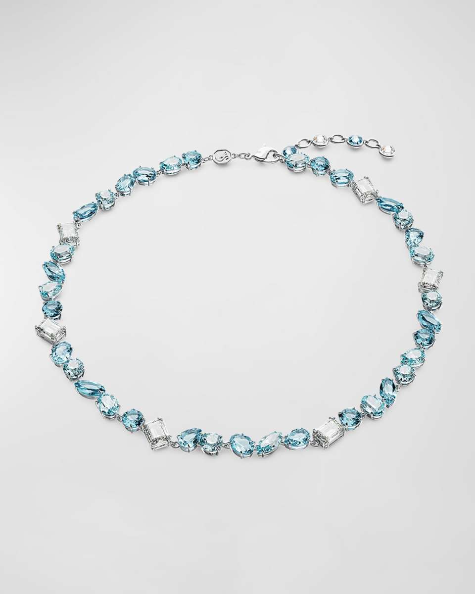 Gema Rhodium-Plated Mix-Cut Blue Crystal Necklace