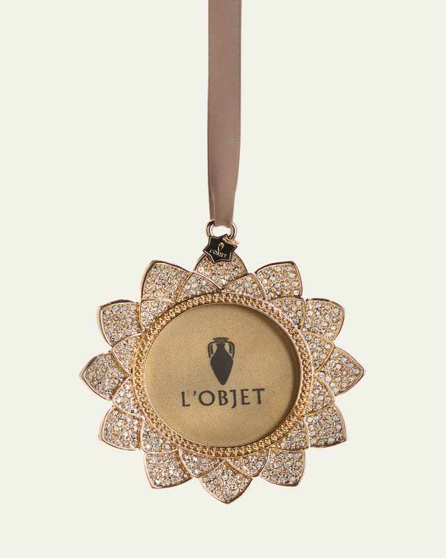 24K Gold-Plated Flower Pavé Frame Ornament