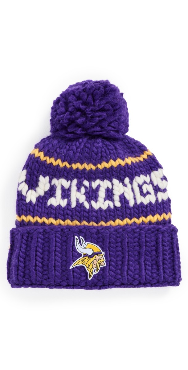 Lele Sadoughi Purple Vikings Beanie with Yarn Pom Purpl