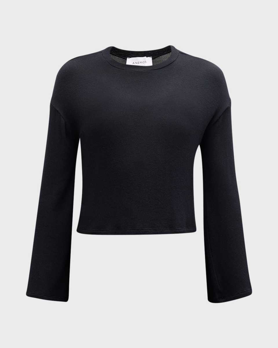 Bell-Sleeve Boxy Cropped Knit