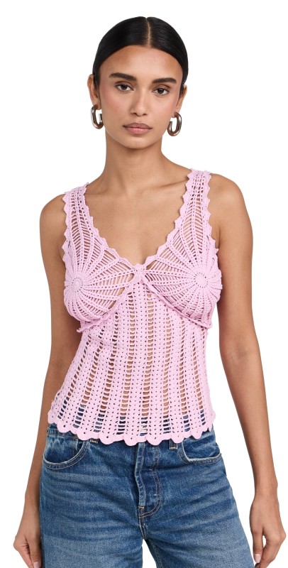 AKNVAS Gwen Crochet Tank Pink