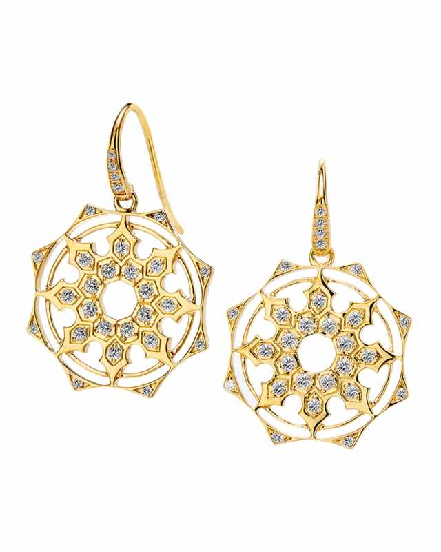 18K Yellow Gold Champagne Diamond Mogul Drop Earrings