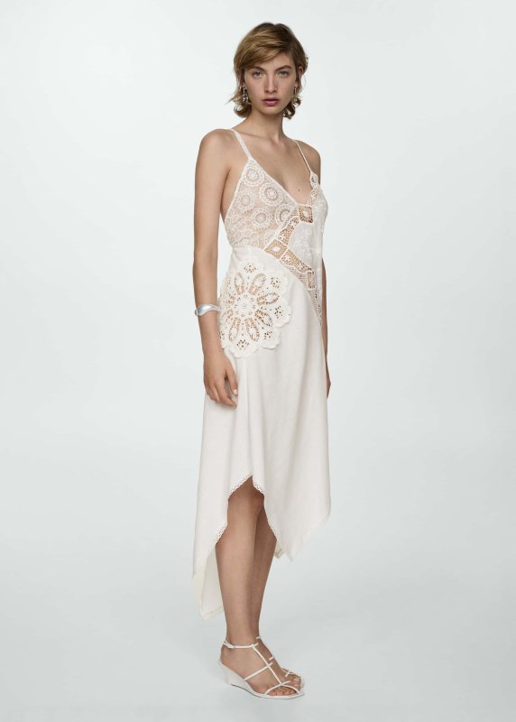 MANGO Asymmetrical dress with embroidered panels