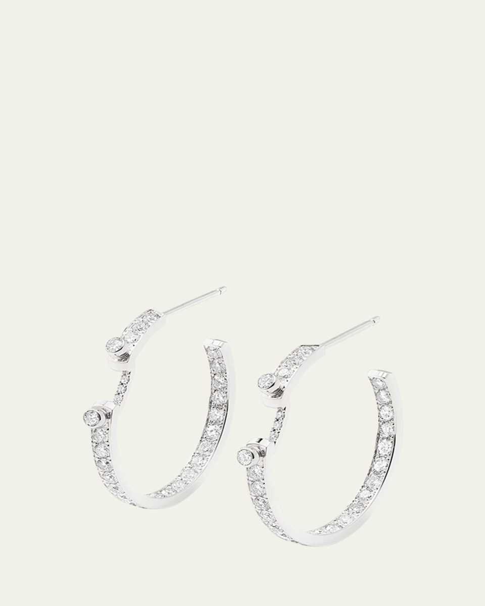 18K Eternity Tuxedo Mood Hoop Earrings