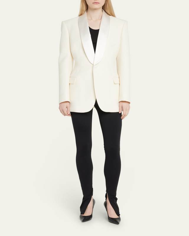 Satin Lapel Wool Tuxedo Blazer