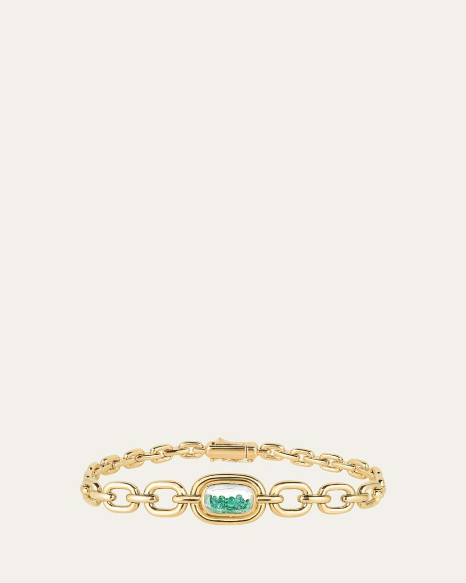 18K Yellow Gold Emerald Elo Kaleidoscope Shaker Chain Bracelet