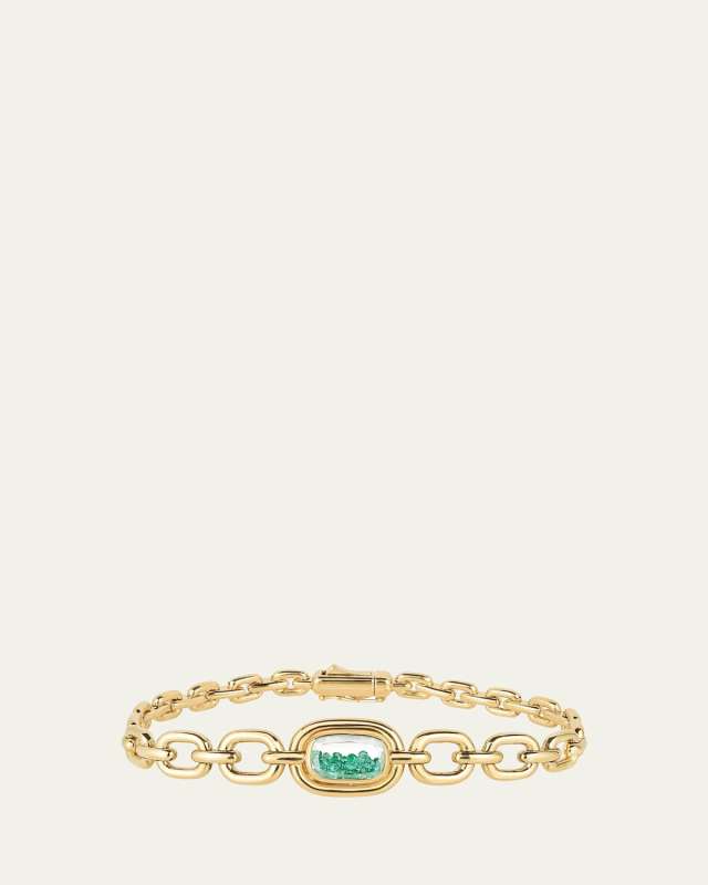 18K Yellow Gold Emerald Elo Kaleidoscope Shaker Chain Bracelet