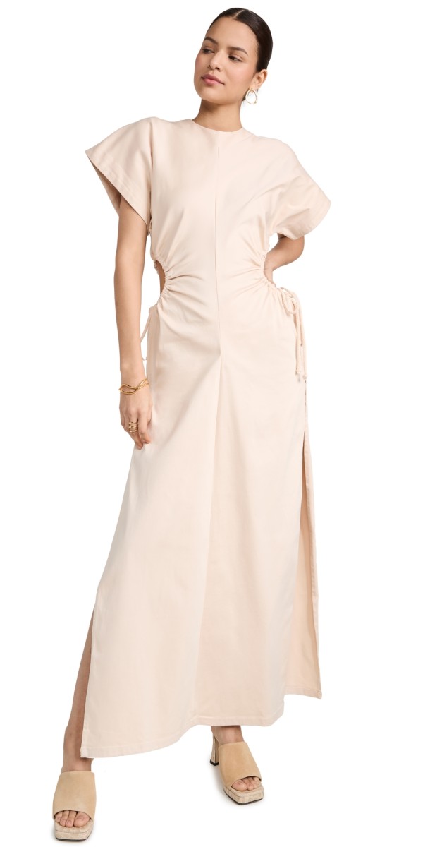 Andrea Iyamah Peta Cotton Highlit Dress Chalk
