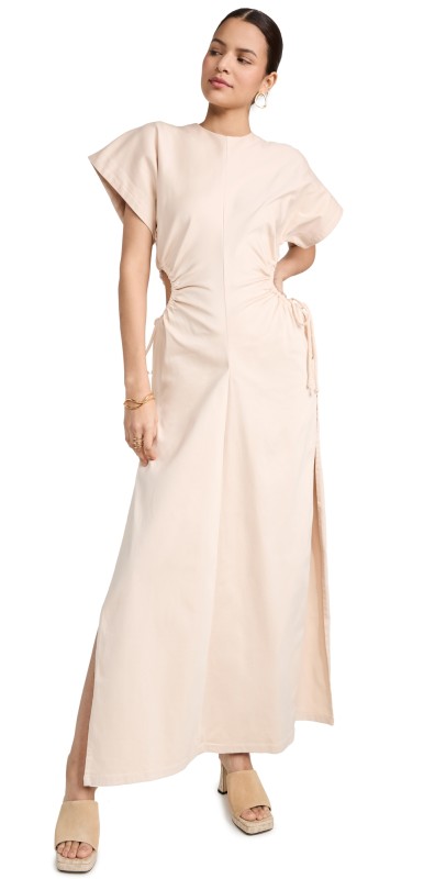 Andrea Iyamah Peta Cotton Highlit Dress Chalk